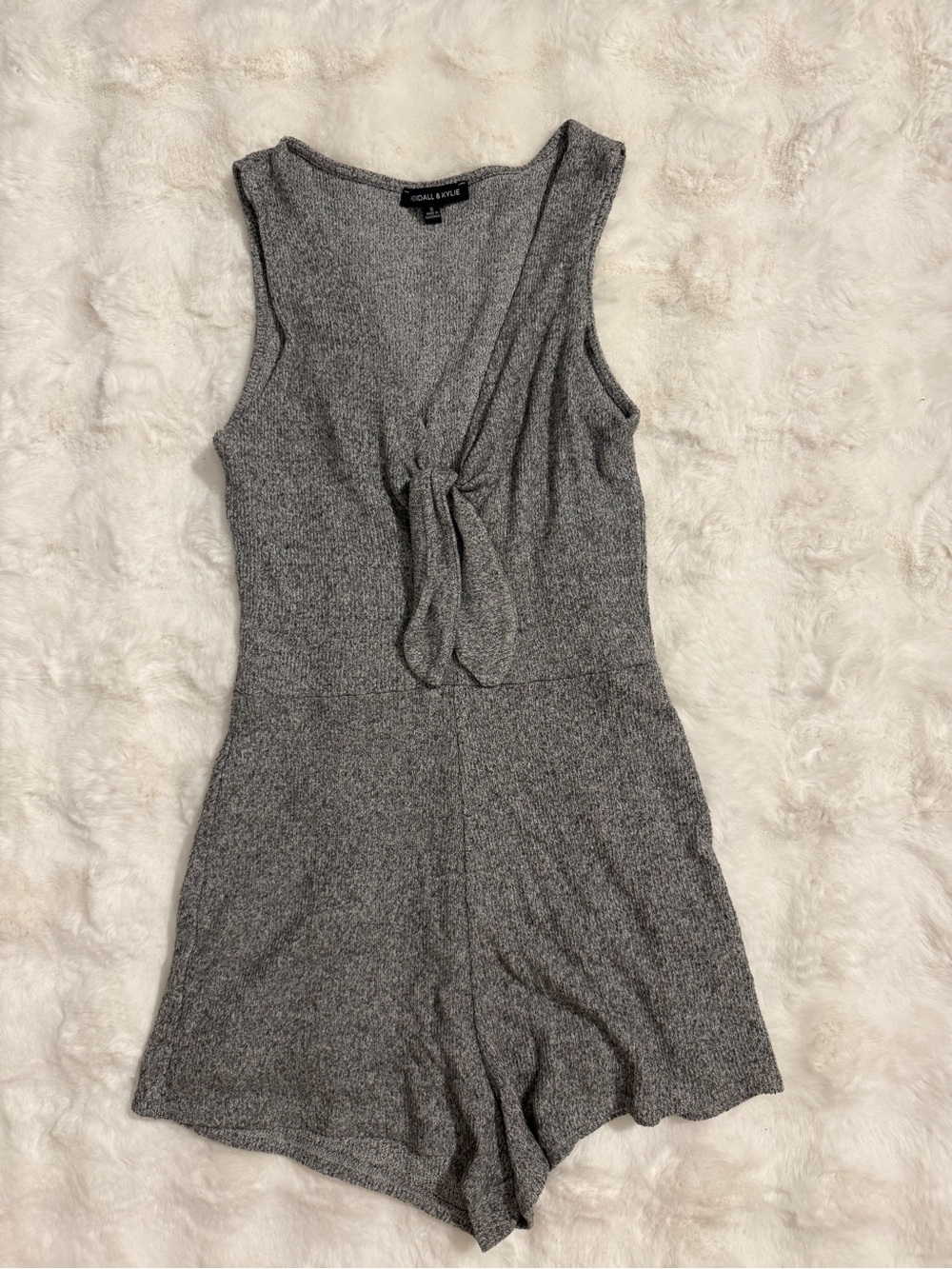 Kendall + Kylie Gray Knit Tie-Front Romper